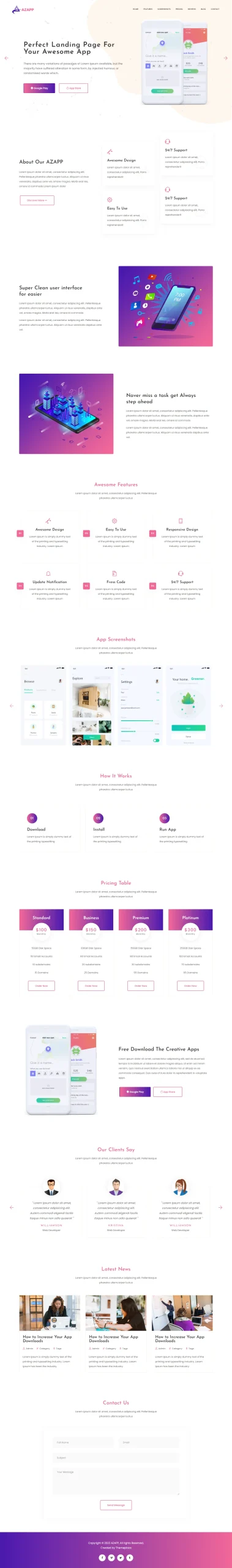 Azapp - App Landing Page Html5 Template