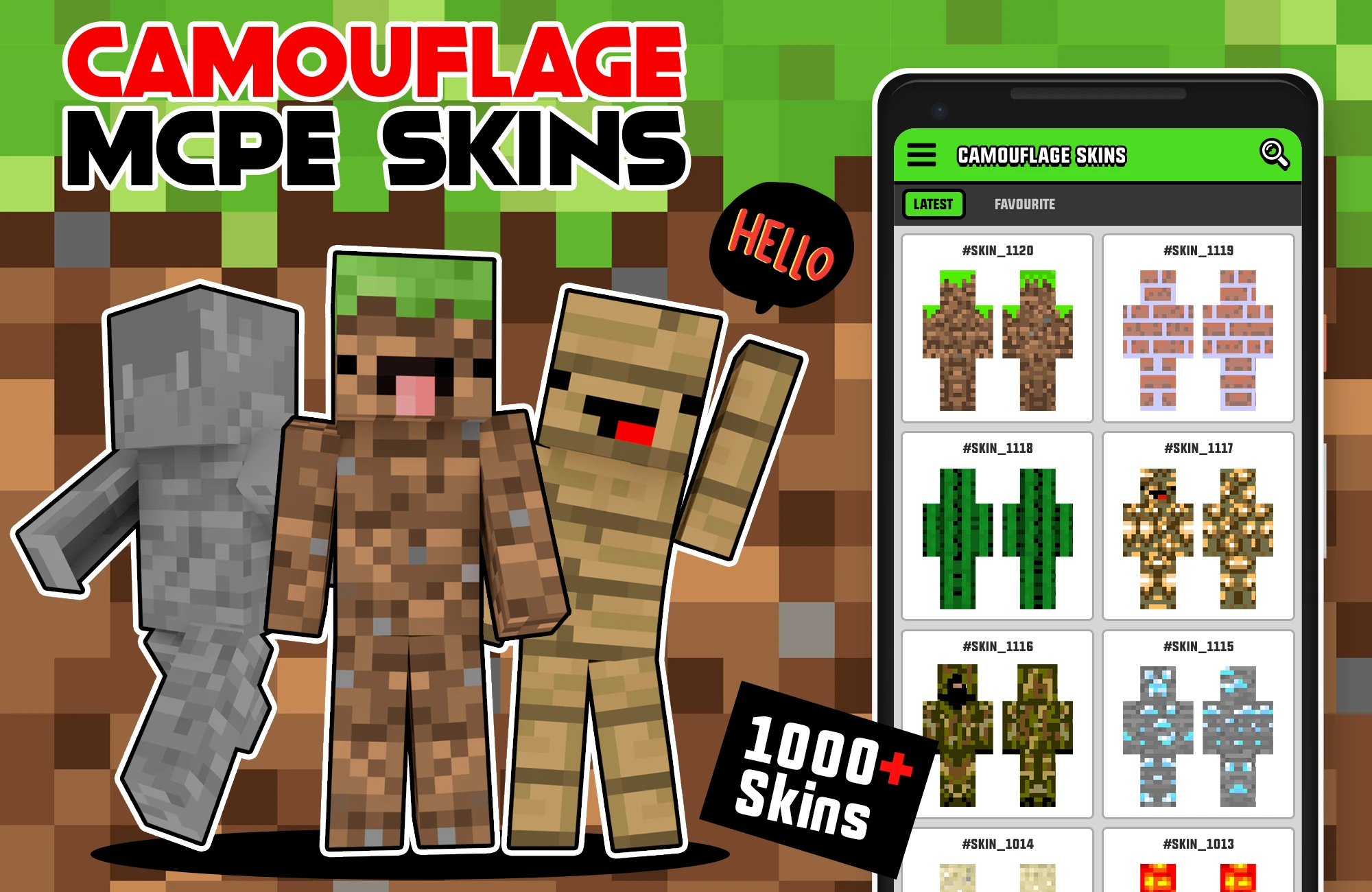 Camouflage Skins for Minecraft With 3D Skin Render