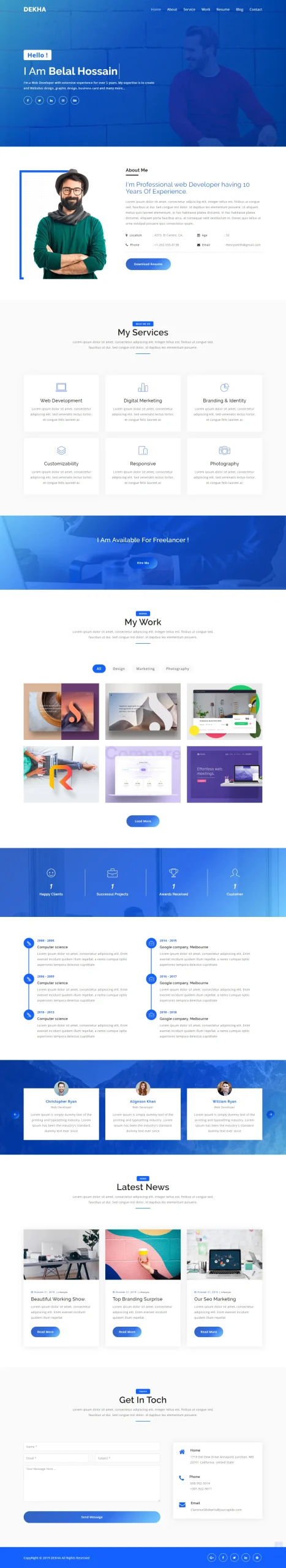 Dekha Personal Portfolio Website Template