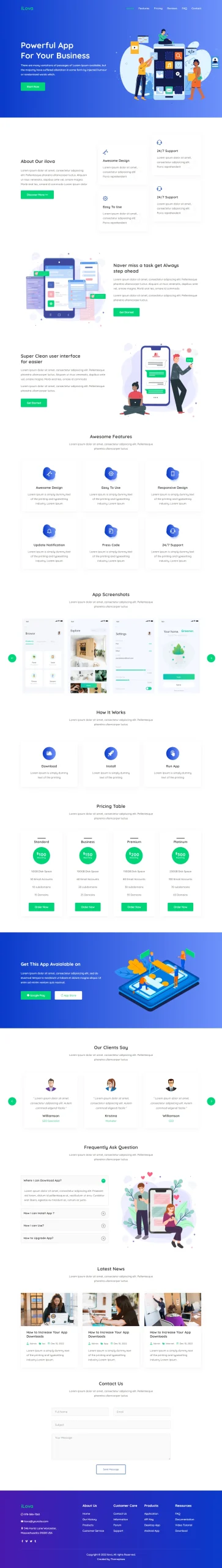 Ilova - App landing Page Website Template