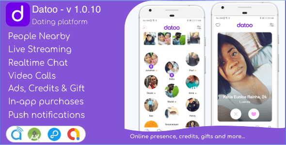 Datoo - Dating platform with Live Steaming and Video calls + Admin Panel - CodeCanyon Item for Sale