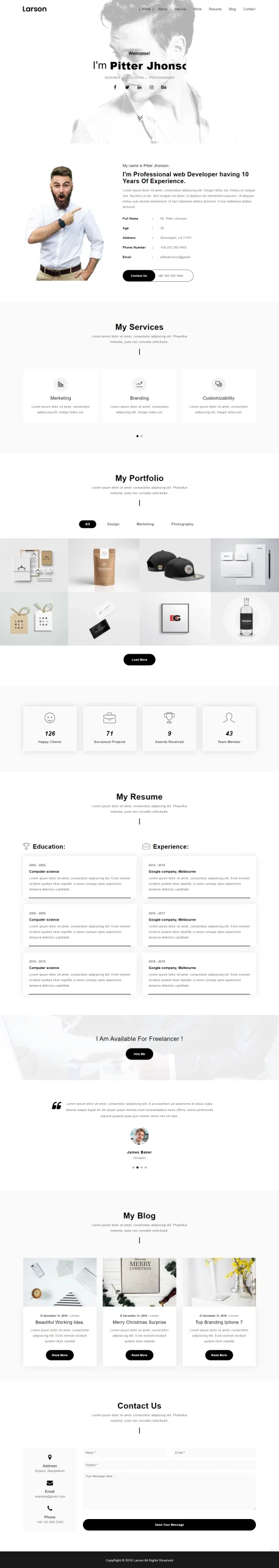 Larson Personal Portfolio Template