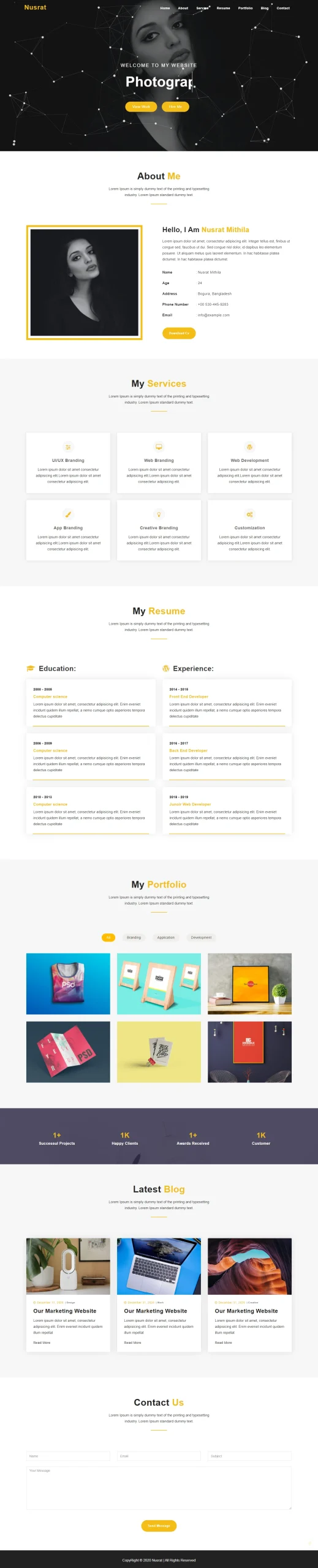 Nusrat Personal Portfolio HTML Template