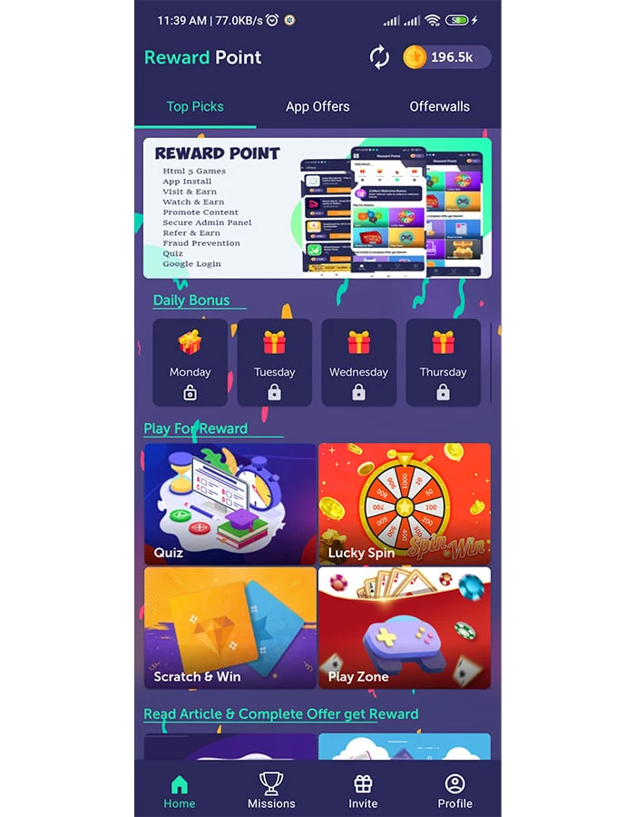 Reward Point - Html Games + Offerwall