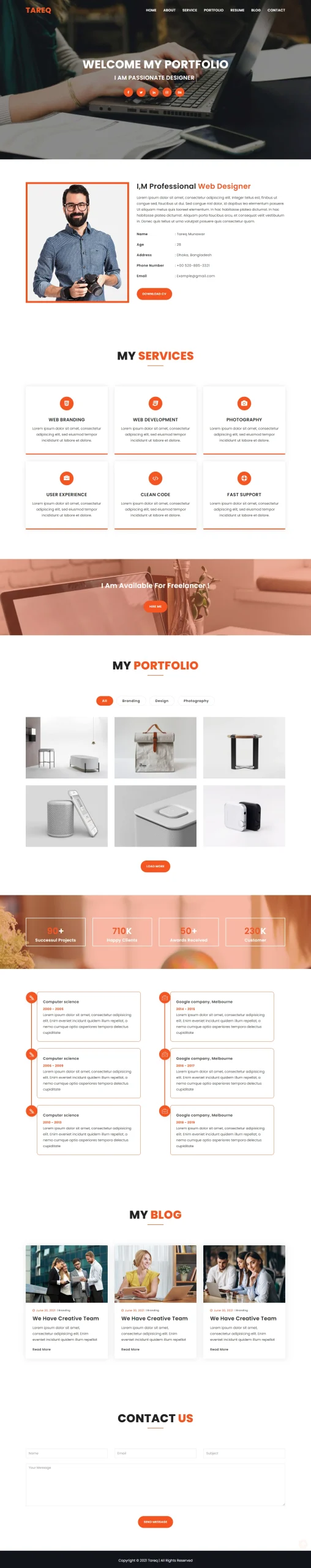 Tareq Personal Portfolio Bootstrap4 Template