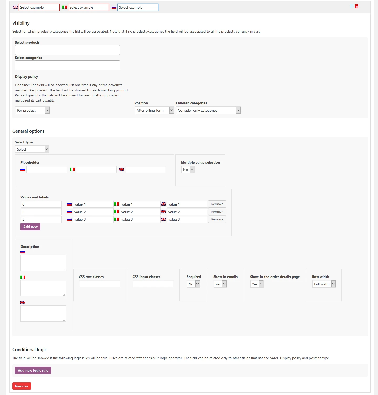 WooCommerce Conditional Product Fields at Checkout