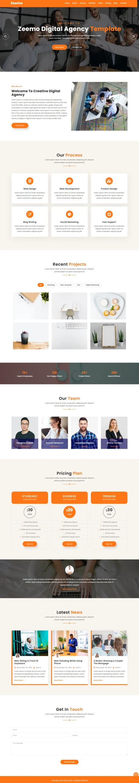 Zeemo Digital Agency One Page HTML Template